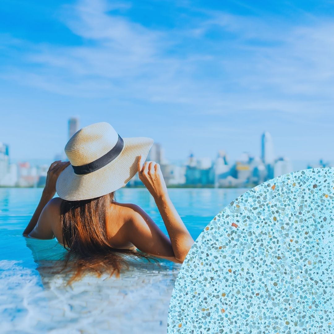 paraisos acuáticos con piscinas tropicales de arena de cuarzo arelite®